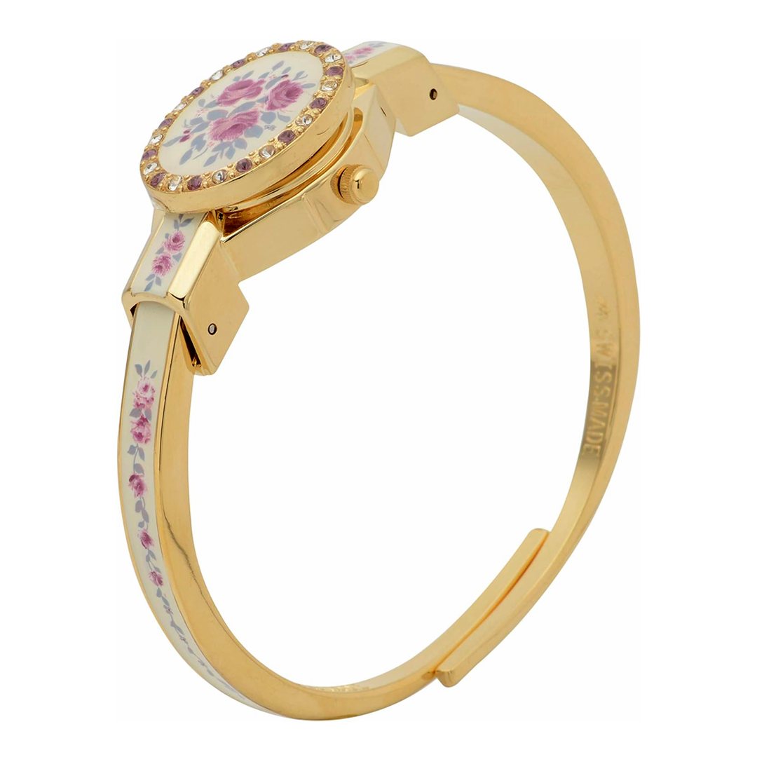 Jam Tangan Wanita Andre Mouche Rose Crystal Gold White Red