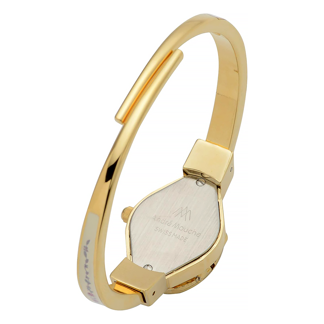 Jam Tangan Wanita Andre Mouche Rose Crystal Gold White Red