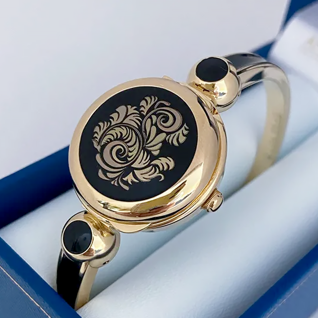 Jam Tangan Wanita Andre Mouche Alambra Gold Black