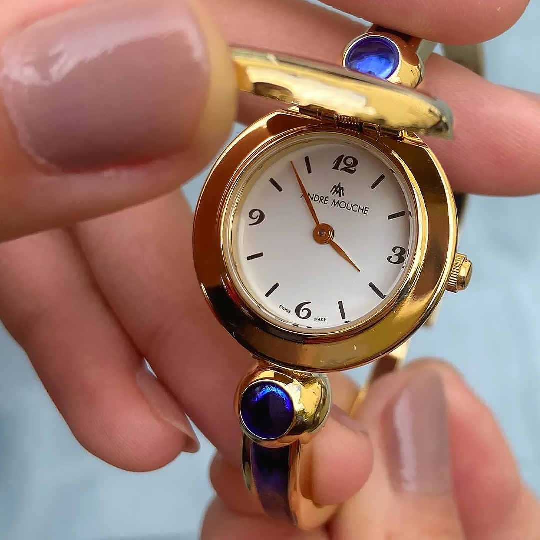Jam Tangan Wanita Andre Mouche Alambra Gold Blue